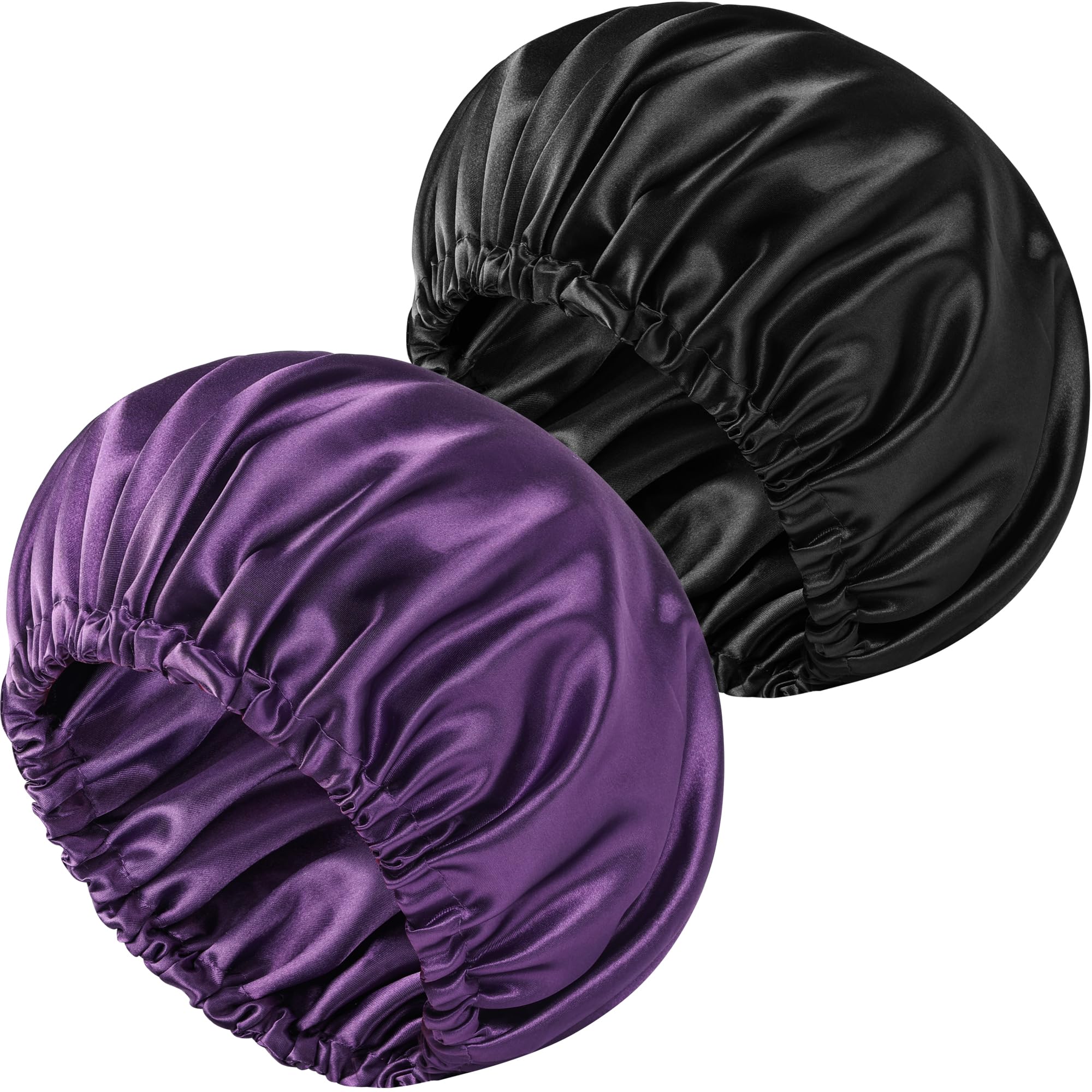 2 PCS Satin Bonnet Double Layer Sleep Hair Silk Bonnet for Sleeping Women Curly Natural Hair